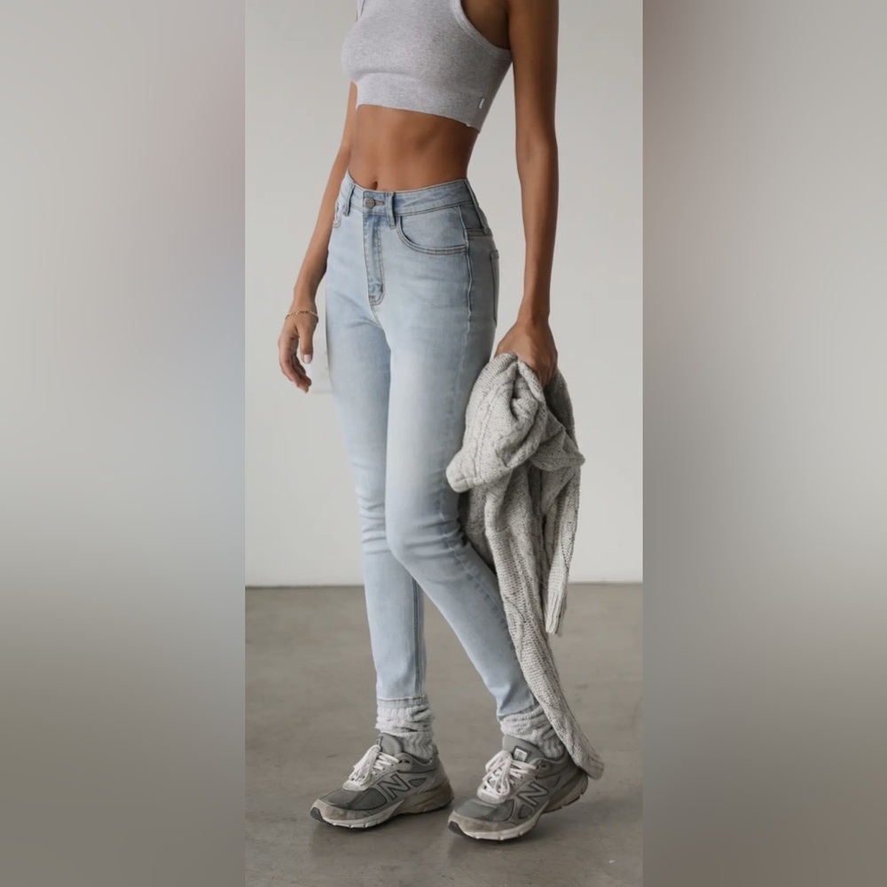 High Rise Skinny Stretch Light Blue Denim Jeans- Size 13 NWT